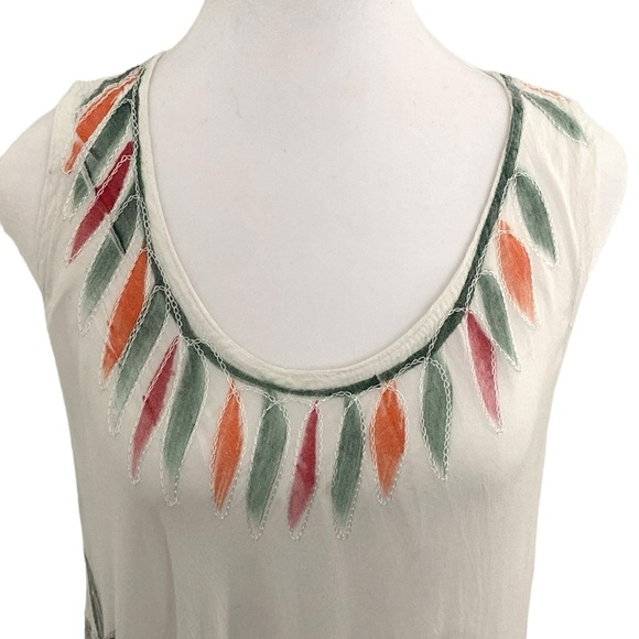 S.R. Fashion Rayon White Floral Painted Embroidered Free Size Dress - Picture 2 of 8